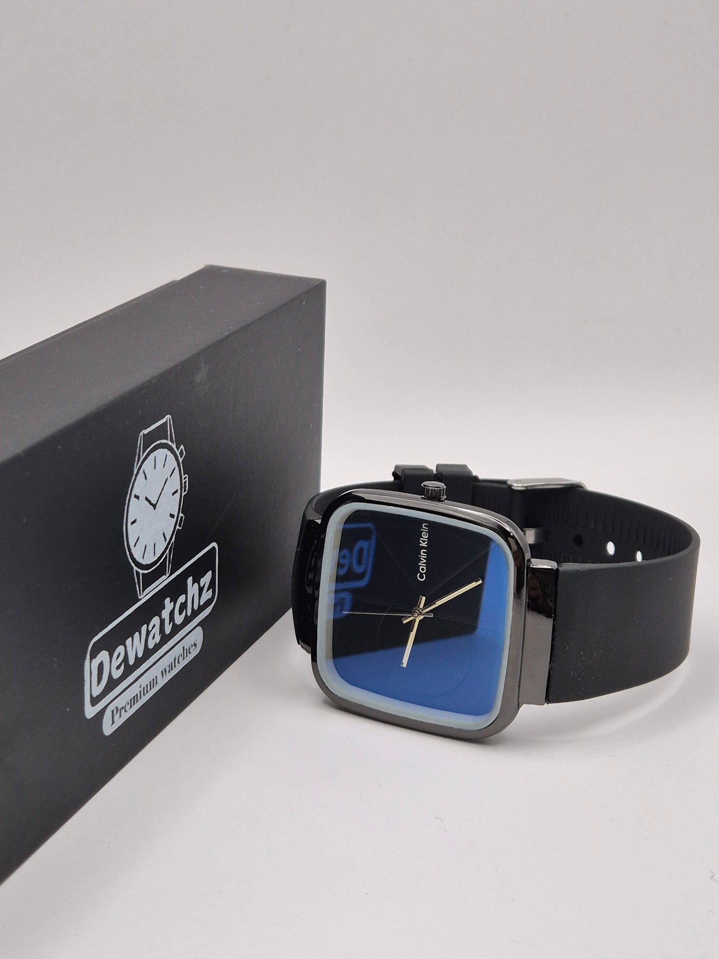 Calvin Klein Black Square Watch with Leather Band