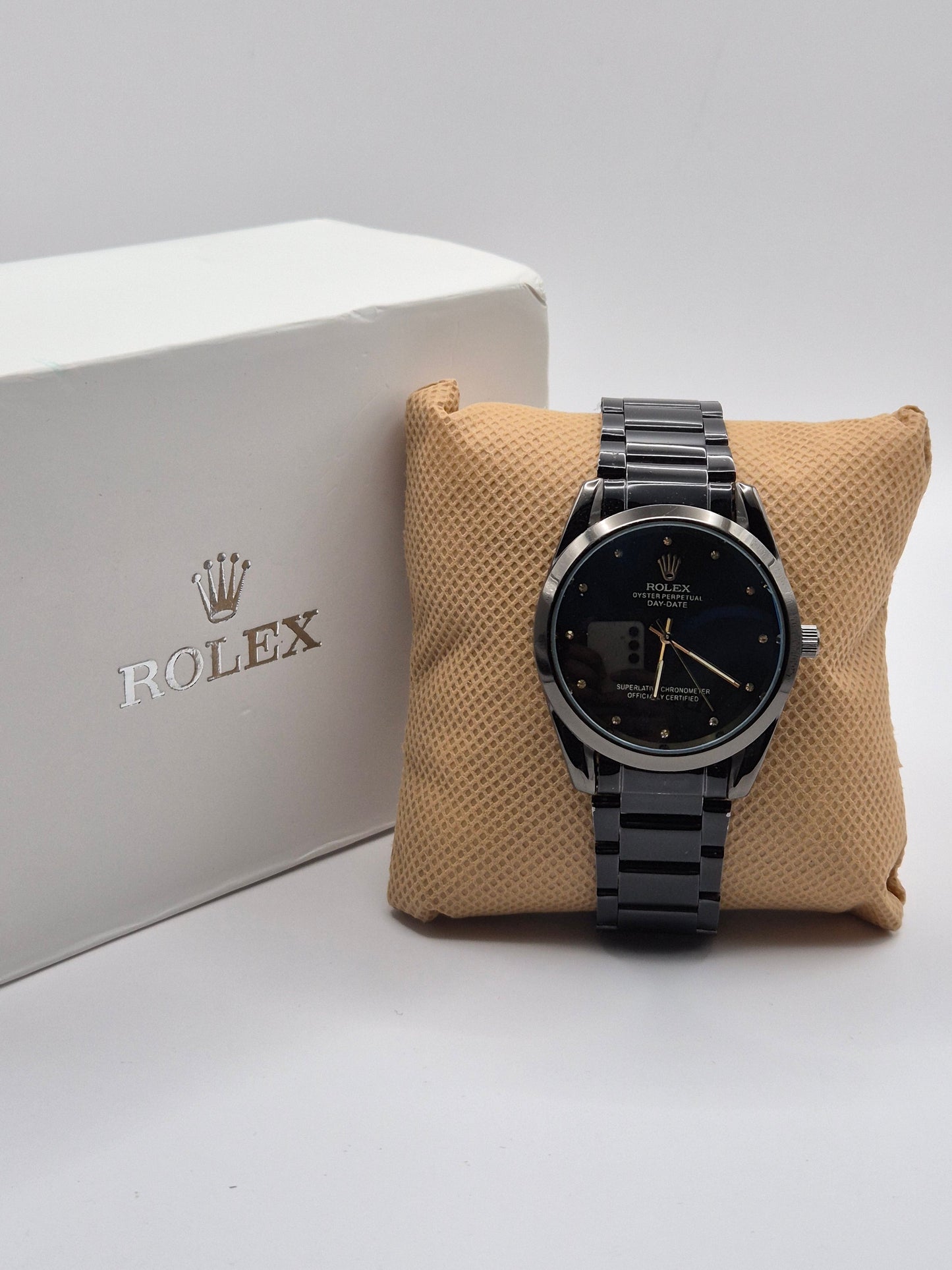 Luxurious Black Rolex Day-Date Watch