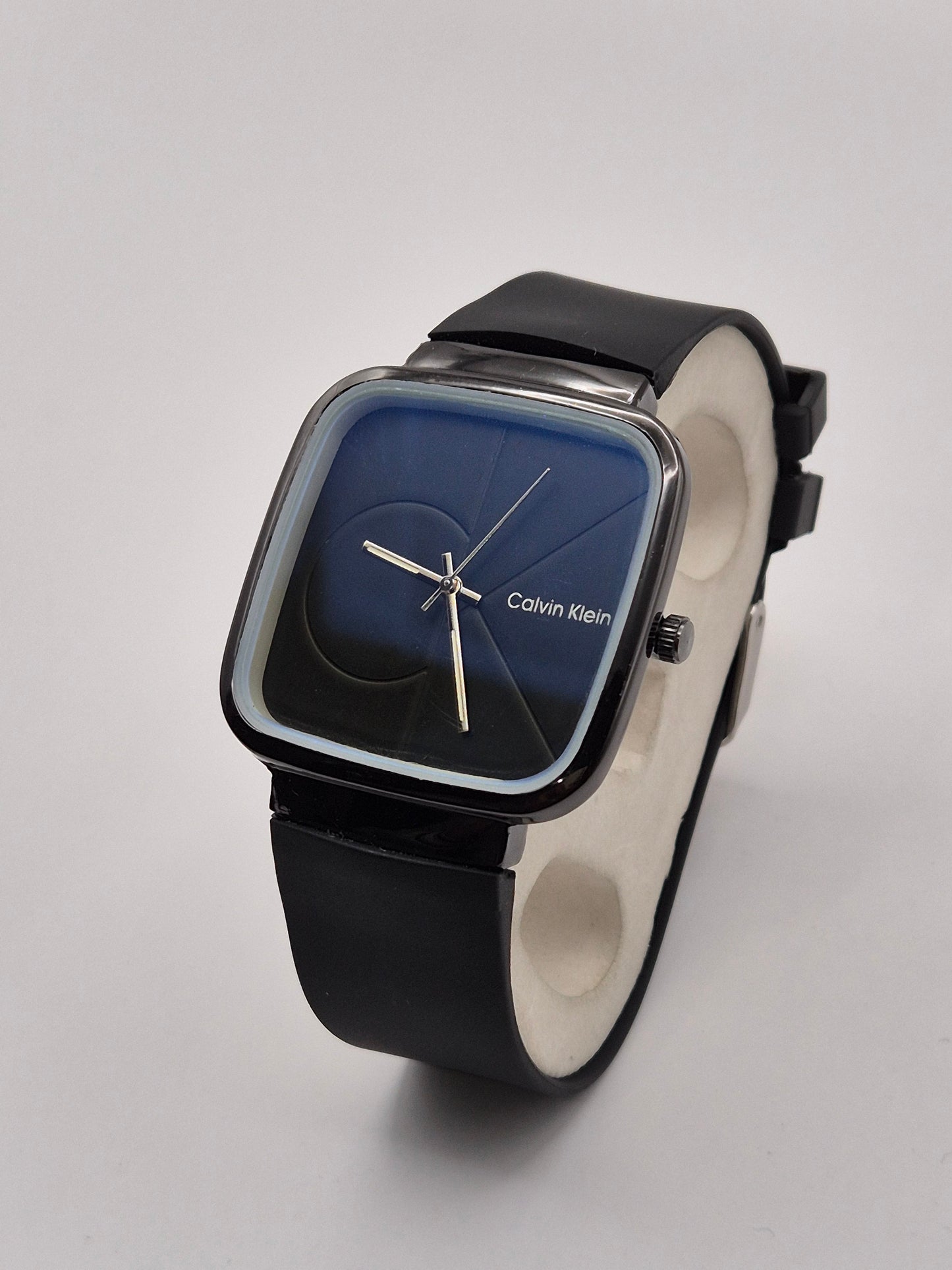 Calvin Klein Black Square Watch with Leather Band
