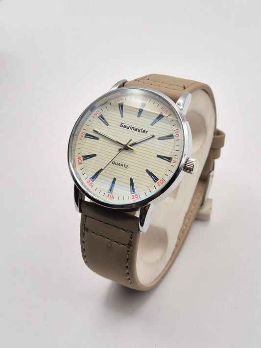 "Classic White Face Seamaster Watch"