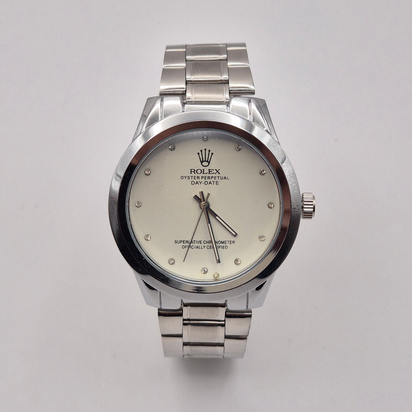 Silver Rolex Oyster Perpetual Day-Date Watch ⌚💫